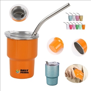 3oz Mini Tumbler Shot Glass with Straw and Lid